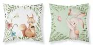 Pościel dla dzieci - Poszewka 40x40 Wiewiórka zajączek biała zielona PSBA Mayamoo - miniaturka - grafika 1