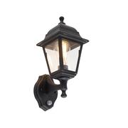 Lampy ogrodowe - QAZQA Klasyczny kinkiet zewnętrzny czarny z czujnikiem ruchu - Capital - miniaturka - grafika 1