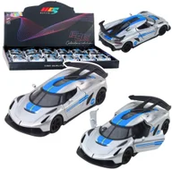 Samochody i pojazdy dla dzieci - Samochód Wyścigowy Sportowy Metalowy Napęd Otwierane Drzwi Srebrny 1:32 - miniaturka - grafika 1