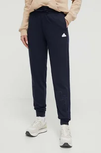 adidas spodnie dresowe kolor granatowy z nadrukiem - Spodnie damskie - miniaturka - grafika 1