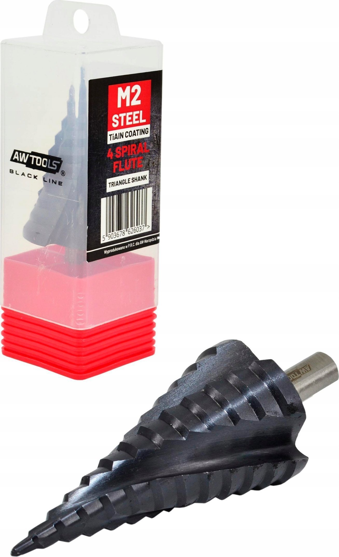 AWTools Wiertło STOPNIOWE SPIRALNE M2-TiAlN / 4-12 / BL