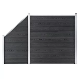 vidaxl Ogrodzenie WPC, 1 panel kwadratowy+1 skośny, 273x186 cm, szare 3054431 - Ogrodzenia - miniaturka - grafika 1