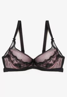 Szaro-Różowy Koronkowy Biustonosz Push Up Maddea - Biustonosze - miniaturka - grafika 1