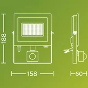 Lampy ogrodowe - Philips Reflektor zewnętrzny LED Lois UE Sensor, 14 W, 3000 K IP65 flood, czarny, aluminium - miniaturka - grafika 1