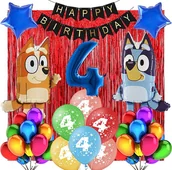Balony i akcesoria - DEKORACJE BALONY NA 4 URODZINY BLUEY BINGO 31SZT - miniaturka - grafika 1