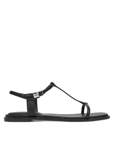 Calvin Klein Sandały Flat Sandal Squared Buckle Lth HW0HW02556 Czarny - Sandały damskie - miniaturka - grafika 1
