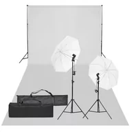Lampy studyjne - vidaXL Fotograficzny zestaw studyjny z lampami i tłem - miniaturka - grafika 1
