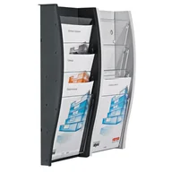 Akcesoria do reklamy - B2B Partner Plastikowy uchwyt ścienny na ulotki, 4x A4, czarny 128-340.02 921 - miniaturka - grafika 1