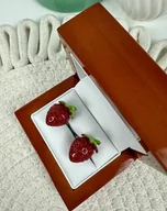 Spinki do mankietów i krawatów - SPINKI DO MANKIETÓW prezent poziomki truskawki owoc - miniaturka - grafika 1