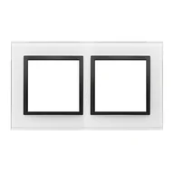 Klawisze i ramki - Kontakt Simon Ramka podwójna SIMON 54 NATURE szklana - czarna perła - miniaturka - grafika 1