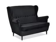 Sofy i kanapy - CZARNA SOFA Z WELURU MALMO W STYLU ANGIELSKIM DLA DWÓCH OSÓB - miniaturka - grafika 1