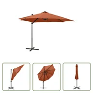 Parasole ogrodowe - The Living Store Parasol wiszący z lampkami LED i słupkiem - terakota - 300 cm - Parasol Wiszący - miniaturka - grafika 1