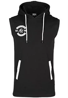 Koszulki sportowe męskie - Gorilla Wear - Oswego S/L Hooded T-Shirt - czarny - Bodybuilding Sport Alcodzienny czas wolny z nadrukiem logo lekka i wygodna dla optymalnego ruchu z bawełny elastanu, L - grafika 1