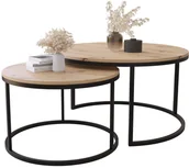 Ławy i stoliki kawowe - Zestaw Okrągłych Stolików 2W1 Dąb Artisan H7-R18 - miniaturka - grafika 1