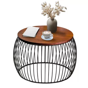 STOLIK KAWOWY OKRĄGŁY LOFT DREWNIANY ŁAWA SCHOWEK - Ławy i stoliki kawowe STOLIK KAWOWY OKRĄGŁY LOFT DREWNIANY ŁAWA SCHOWEK - Ławy i stoliki kawowe - miniaturka - grafika 1