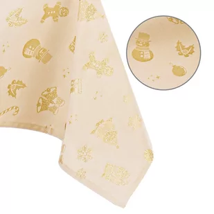 Obrus CHRISTMAS STORY kolor żółty drukowany motyw świąteczny 30x100 prostokąt ameliahome - TCLOTH/AH/CHRISTMASSTORY/HMD/GOLD/30X - Obrusy i serwetki - miniaturka - grafika 1