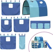 Zestawy mebli dla dzieci - Zasłony i tunel do łóżka na antresoli, niebieskie, poliester - miniaturka - grafika 1