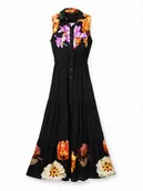 Sukienki - DESIGUAL CZARNA SUKIENKA MAXI Z PRINTEM KWIATOWYM BEZ RĘKAWÓW S I1E - miniaturka - grafika 1