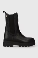 Botki damskie - Tommy Hilfiger botki SEASONAL FEMININE CHELSEA BOOT damskie kolor czarny na płaskim obcasie FW0FW07497 - miniaturka - grafika 1