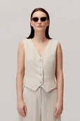 Kamizelki damskie - Kamizelka z wiskozą i lnem Sigma beżowa - miniaturka - grafika 1