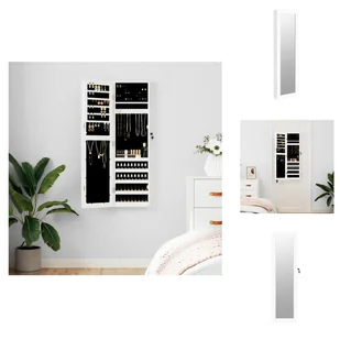 vidaXL Szafka na biżuterię z lustrem do montażu na ścianie biała 30x8,5x106 cm - Lustro - Szafki łazienkowe - miniaturka - grafika 1