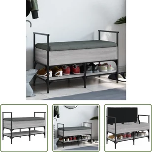 The Living Store Ławka na buty szara Sonoma 85,5x42x57,5 cm Materiał drewnopochodny - Szafki na buty The Living Store Ławka na buty szara Sonoma 85,5x42x57,5 cm Materiał drewnopochodny - Szafki na buty - miniaturka - grafika 1