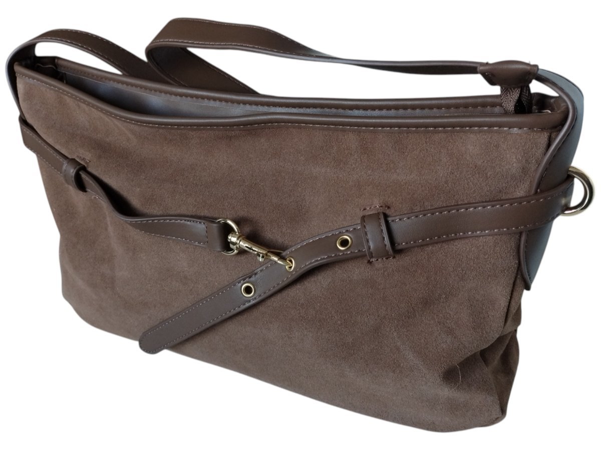 Torebka Damska Zamszowa, Modna Miejska Torba Shopper Na Ramię, Brązowy