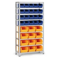 Szafy i regały magazynowe - Regał z plastikowymi pojemnikami BASIC, 1730 x 850 x 300 mm, 20x pojemnik typu B + 12x pojemnik typu C - miniaturka - grafika 1