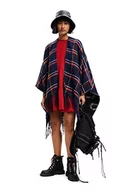 Kurtki damskie - Desigual Poncho_Mix Cuadros P, niebieski, jeden rozmiar dla kobiet, Niebieski, rozmiar uniwersalny - miniaturka - grafika 1