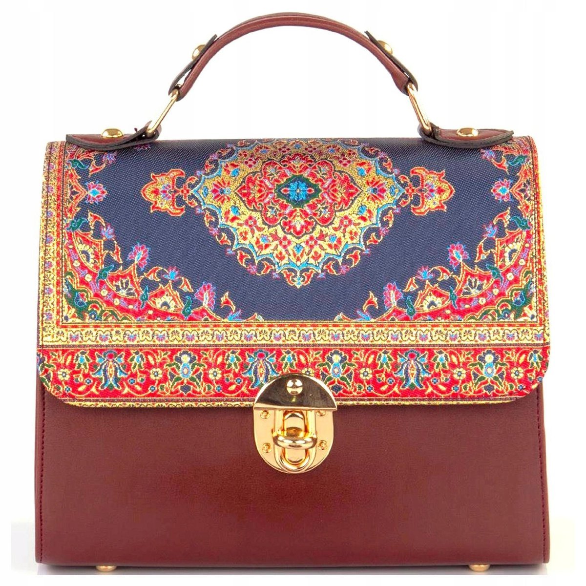 Torebka Damska Mała Listonoszka Wizytowa Elegancka Ekoskóra Orientalny Wzór