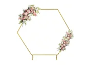 Balony i akcesoria - Heksagonalny stelaż do balonów złoty - 200 x 220 cm - 1 szt. - miniaturka - grafika 1