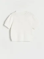 Koszulki dla dziewczynek - Reserved - Sweter z krótkimi rękawami - złamana biel - miniaturka - grafika 1