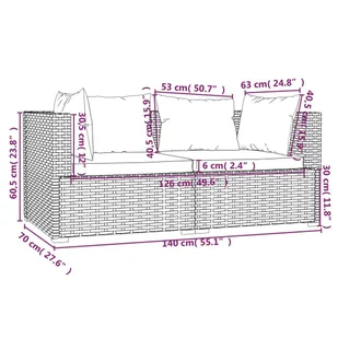2-osobowa sofa ogrodowa z poduszkami, polirattan, brązowa - Sofy ogrodowe - miniaturka - grafika 10