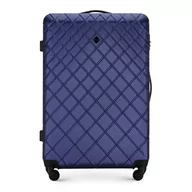 Walizki - Duża walizka z ABS-u w ukośną kratkę - miniaturka - grafika 1