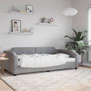 Łóżka - Sofa z funkcją spania, jasnoszara, 90x190 cm, obita tkaniną Lumarko! - miniaturka - grafika 1