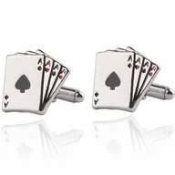 Spinki do mankietów i krawatów - Spinki do mankietów koszuli karty asy poker - miniaturka - grafika 1