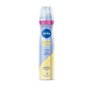 Nivea Blond ochrona włosów spray do włosów ekstra mocny (250 ml), pielęgnujący spray do stylizacji z pantenolem i witaminą B3, lakier do włosów dla blond, utrzymuje się przez 24 h 86890-01000-55 - Kosmetyki do stylizacji włosów - miniaturka - grafika 1