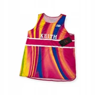 Bluzki damskie - Sportowa bluzka dziewcz��ca na rami��czkach New Balance L - miniaturka - grafika 1