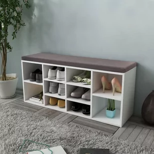 vidaXL vidaXL Szafka na buty z siedziskiem, 10 przegród, biała - Szafki na buty - miniaturka - grafika 1