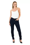 Spodnie damskie - M17 Damskie spodnie jeansowe skinny fit na co dzień klasyczne bawełniane spodnie z kieszeniami na zamek błyskawiczny, Niebieski Indigo, 40 - miniaturka - grafika 1