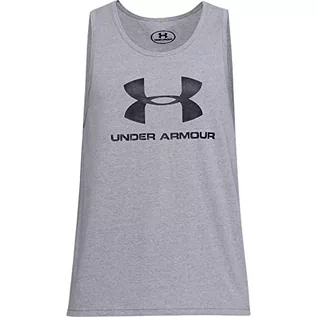 Koszulki męskie - Under Armour Męska koszulka sportowa z logo Tank Top szary Steel Light Heather/Steel Light Heather/Black S 1329589-036-S - grafika 1