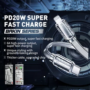 WEKOME WDC-178 Bakin Series - Kabel połączeniowy USB-C do Lightning Fast Charging PD 20W 1 m (Srebrny) - Pozostałe akcesoria do telefonów - miniaturka - grafika 2