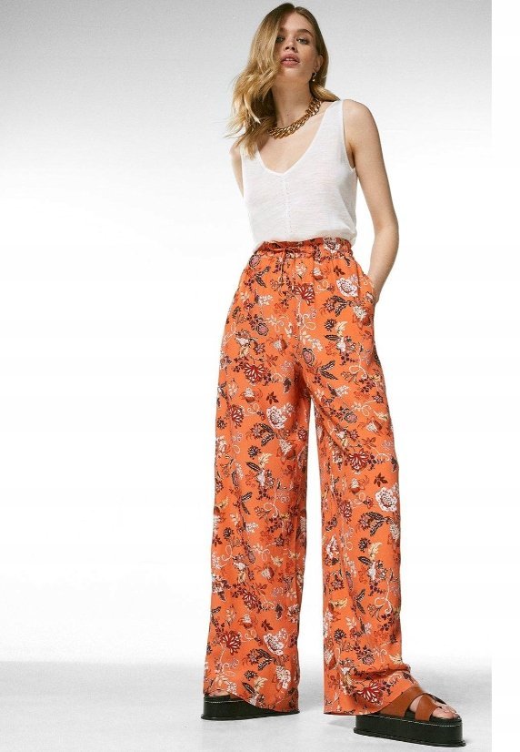 KAREN MILLEN SPODNIE PALAZZO POMARAŃCZOWE 34 YFI