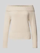 Swetry damskie - Sweter z dzianiny z dekoltem carmen model ‘LIMA’ - miniaturka - grafika 1