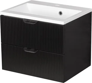 Szafka łazienkowa z umywalką wisząca szklane fronty czarny mat 50 cm Bravia Gante - Szafki łazienkowe - miniaturka - grafika 1