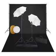 Lampy studyjne - vidaXL Zestaw studyjny Zestaw studyjny z lampami parasolkami tłem i blendami 3067074 - miniaturka - grafika 1
