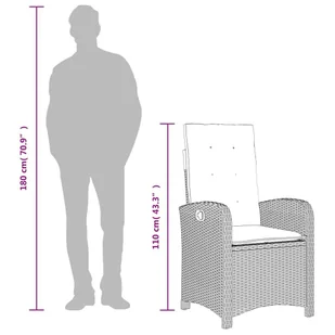 Rozkładany fotel ogrodowy z poduszkami, beżowy polirattan - Fotele i krzesła ogrodowe - miniaturka - grafika 12