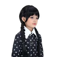 Dodatki do strojów karnawałowych - Peruka Wednesday Addams czarna - miniaturka - grafika 1