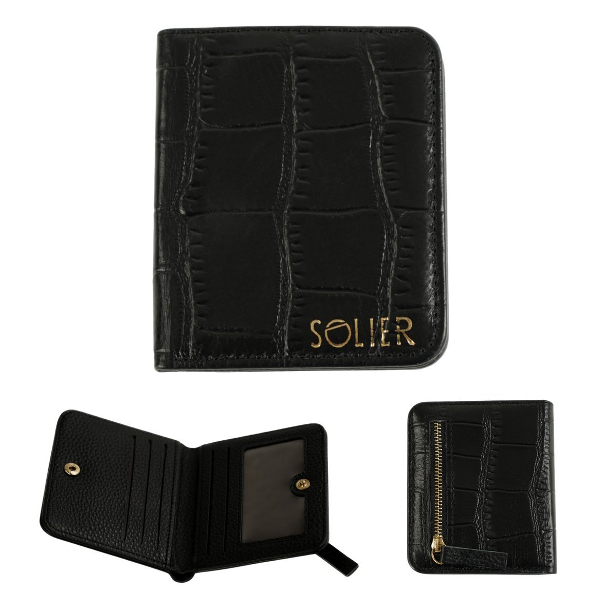 Skórzany portfel damski SW51 czarny – elegancki, klasyczny model z kieszenią na monety