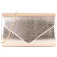 Torebki damskie - Torebka wieczorowa kopertówka szampańska metaliczna skórzana - miniaturka - grafika 1